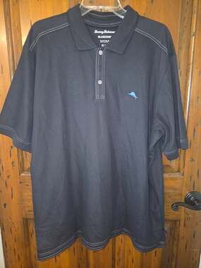 Tommy Bahama Mens XL Black IslandZone Supima Cotton Emfielder Polo Shirt